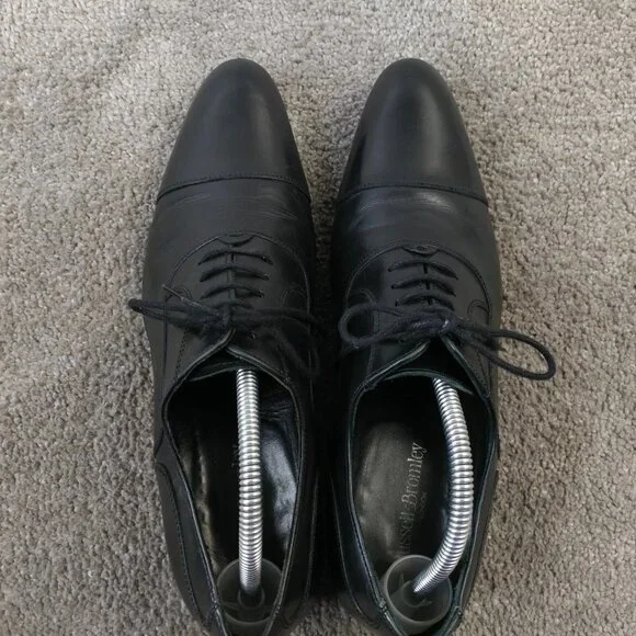 Russell & Bromley Mens UK 7 Shoes Cap Toe Oxford Lace Up Black Leather Hand Made - Picture 8 of 11